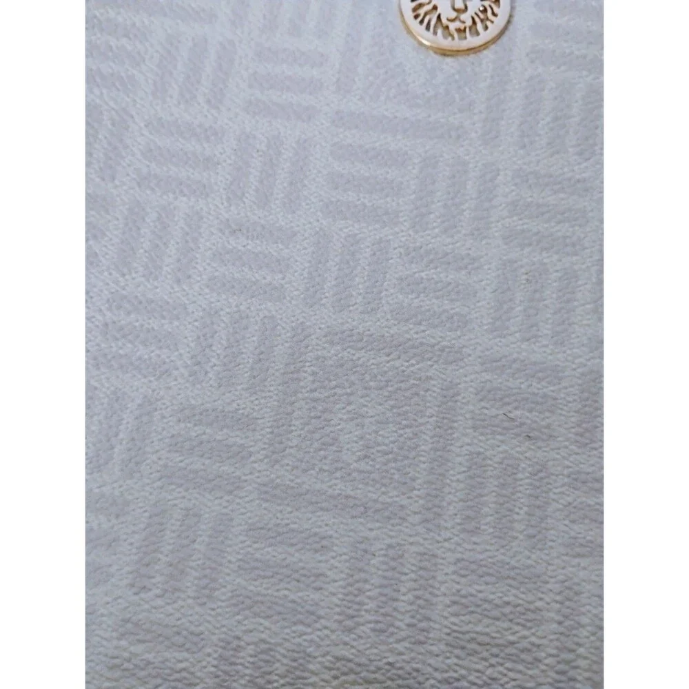 Anne Klein Tile Lion Logo Crossbody Bag Dome Triple Compartment Purse Cream Tan